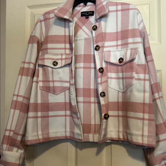 Love Tree pink and white plaid Shacket Size Medium - Picture 7 of 7